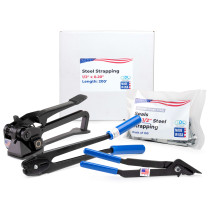 1/2" Steel Strapping Kit for Round Objects, 1100 lbs. Break Strength, USA Made 1/2" Steel Strapping Kit for Round Objects, 1100 lbs. Break Strength, USA Made